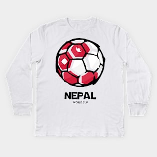 Nepal Football Country Flag Kids Long Sleeve T-Shirt